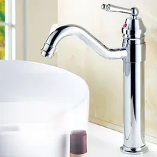 Полированный хром латунный гусак Одиночная Вращающаяся ручка для ванной для кухни для раковины Смеситель кран anf207