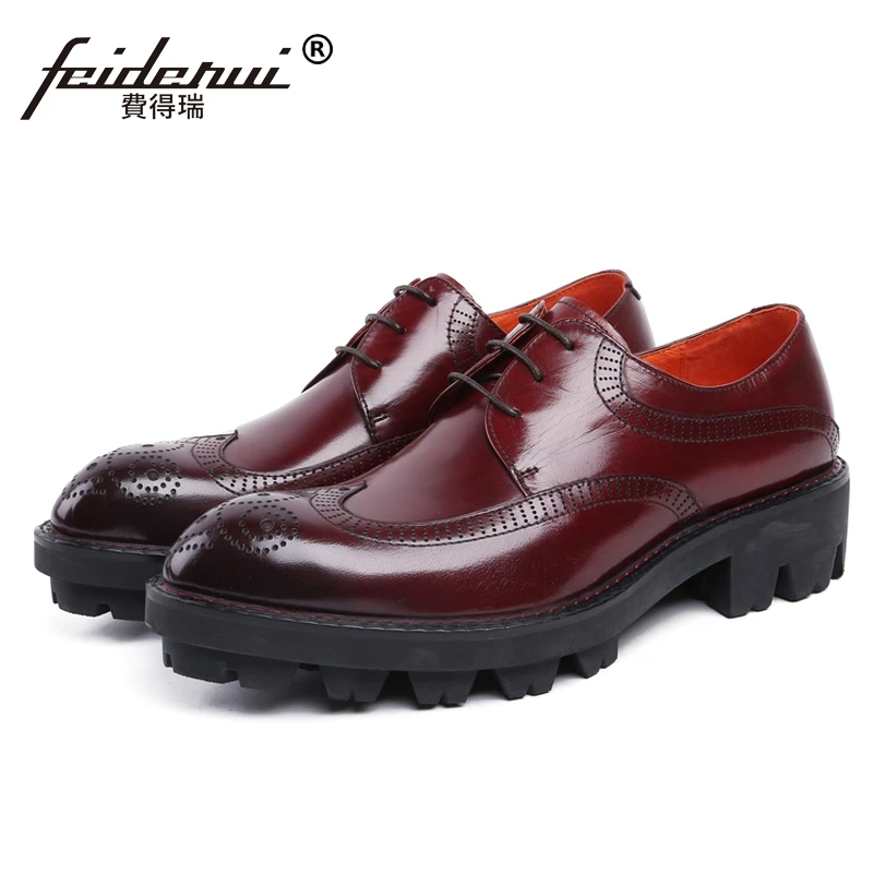 2018 British Formal Man Wingtip Dress Party Shoes Genuine Leather ...