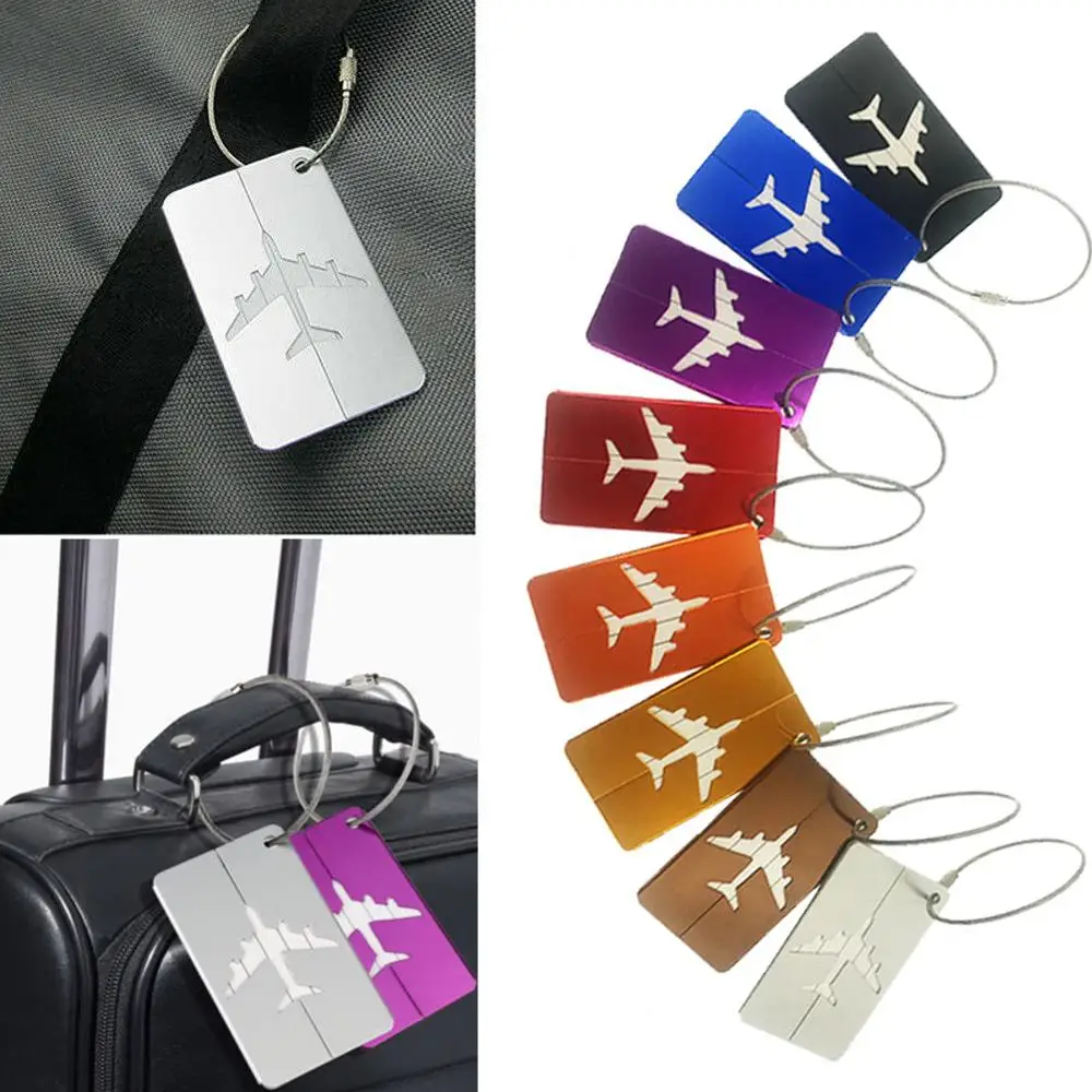 

Aluminum Alloy Luggage Waterproof Tag Travel Suitcase Bag Name ID Tags Address Label Baggage Card Holder Travel Accessories