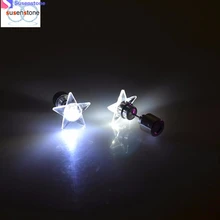 SUSENSTONE светодиодный светильник-пятиконечная звезда, серьги, модные аксессуары для танцевальной вечеринки, светодиодный светильник, серьги-гвоздики#3-4