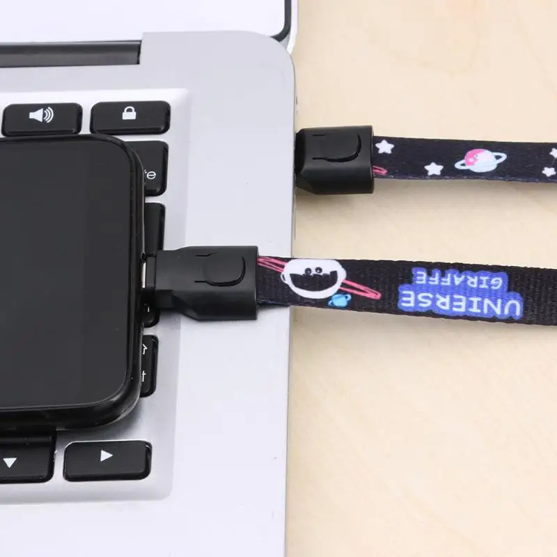 ALLOYSEED Smart Phone Cables Cartoon Mobile Phone Charger Straps Lanyard Neck Hanging Rope TYPE-C Charging Cable Cord
