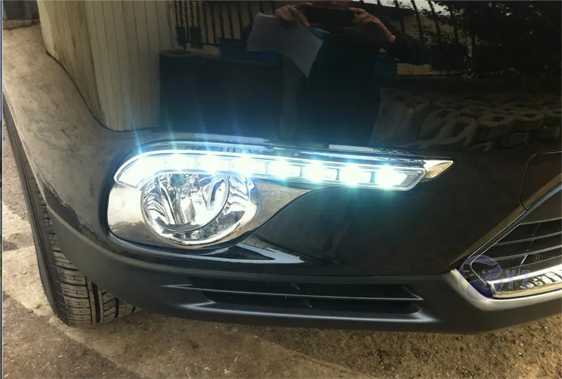 Автомобильный мигающий 1 комплект DRL для Toyota Highlander 2012 2013 дневные ходовые огни Противотуманные фары с желтым сигналом trun