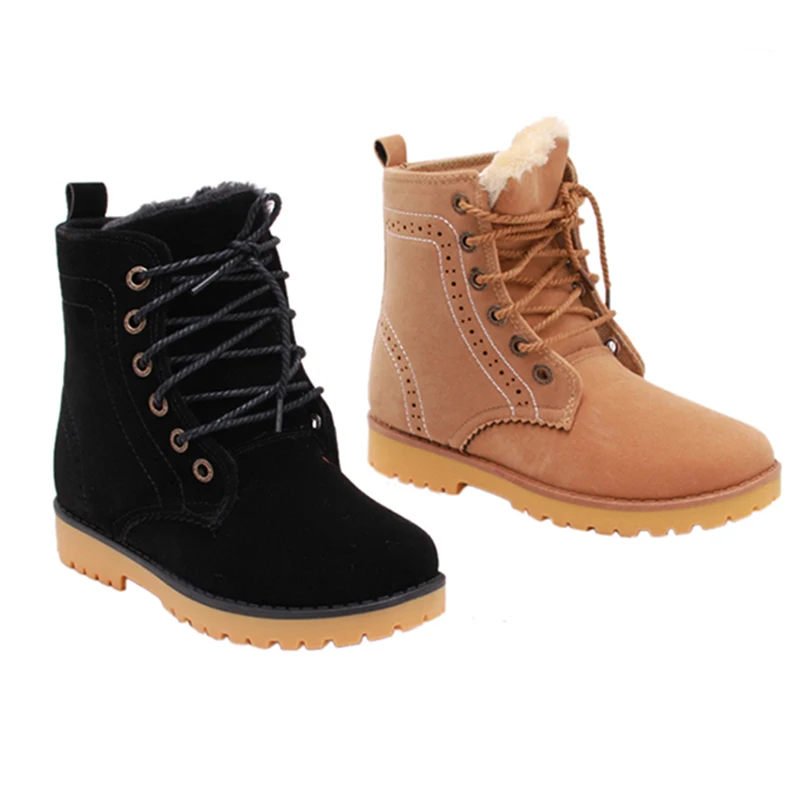

2017 Vintage Lace-up Round Toe Couples Boot Snow Boots for Women Winter Warm Cotton Ankle Boot Soft Shoes OR875841