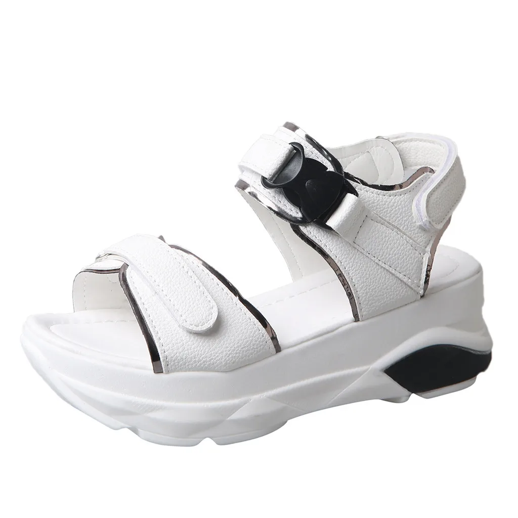 

SAGACE Women Mid Heel Outdoor Sandals Casual Wedge Platform Casual Beach Hook & Loop College Style Buckled Sports Peep Toe Shoes