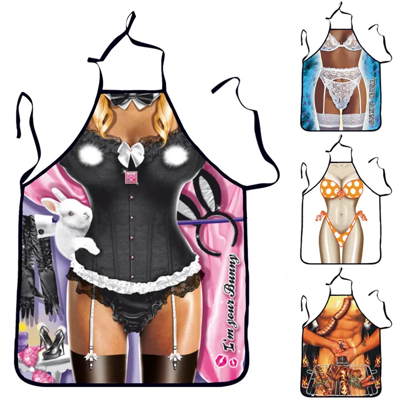 Funny Sexy Kitchen Apron Women Bibs Cool Funny Apron Sleeveless Cooking Baking Accessories Aprons for Woman Man Cooking Apron