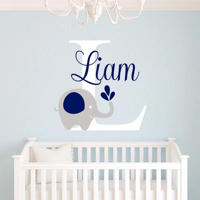 2016 NEW Custome Baby Name Decal Elephant Wall Sticker ...