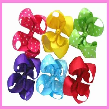 

50pcs Hand Customize Hair Accessories Free Shipping BLESSING Good Girl COSTUM 3-3.5" Boutique Hair Bow 2 Style Clip