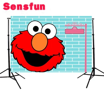 

7x5ft Red Elmo Blue Wall Sesame Street Birthday photography Backdrops Custom Photo Studio Backdrop Background Vinyl