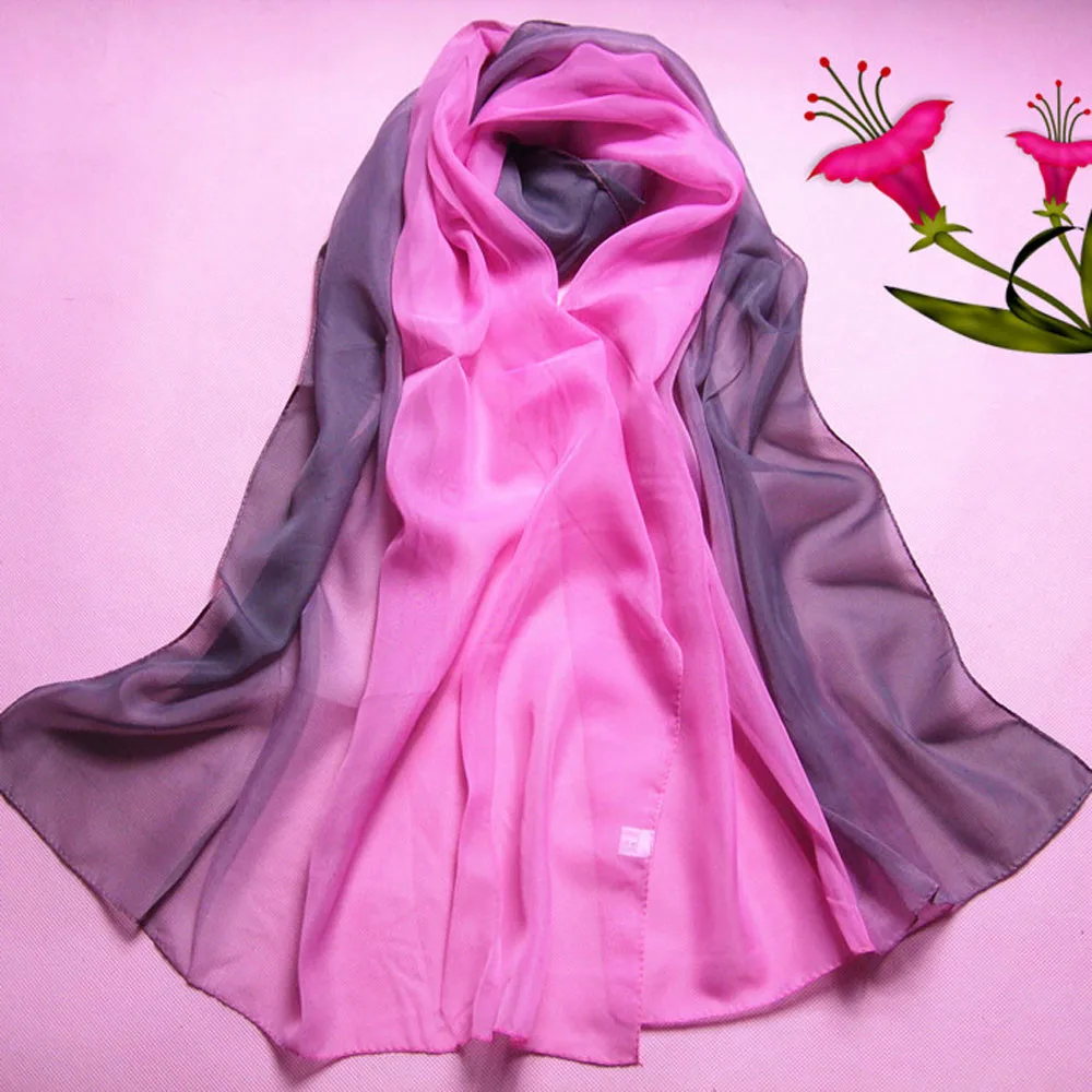 Шелковый шарф, шаль для влюбленных, уникальный стиль, модный женский градиентный цвет, Длинная женская шаль, шифоновый шарф, шарфы, шаль - Цвет: Gray