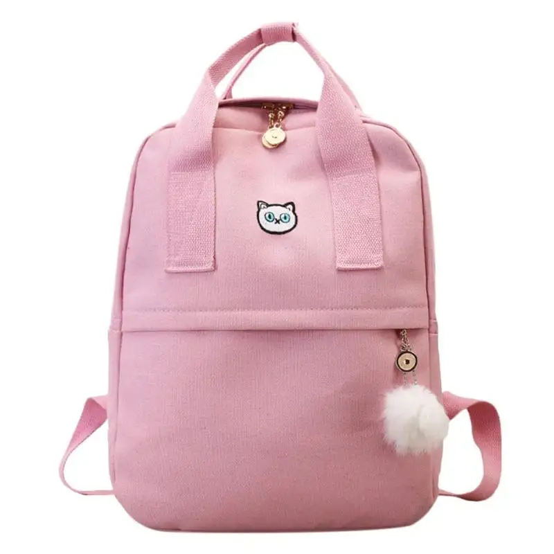 Холщовый опрятный женский рюкзак для девочек-подростков, винтажный школьный рюкзак через плечо, рюкзак для колледжа, Mochila Feminina - Цвет: Розовый