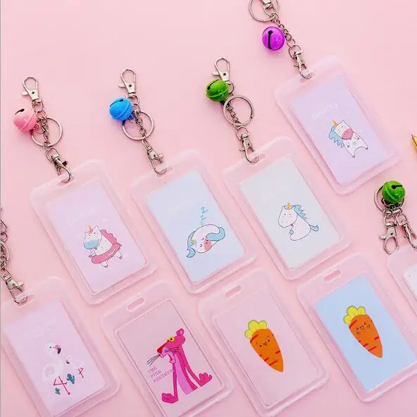 Мода Kawaii Мультфильм Единорог Обложка для автобусной карты чехол Брелок в виде