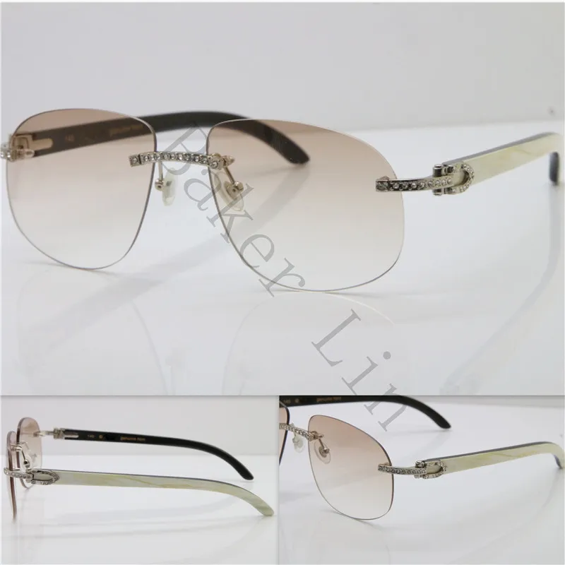 2018 Новый Rimless Подлинная натуральный черный рог буйвола Солнцезащитные очки для