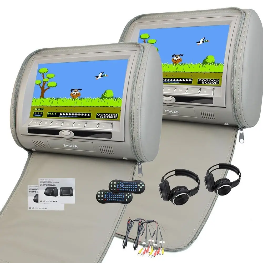 9 Inch Digital display Screen Headrest DVD Player Grey Monitor Dual