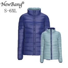 Newbang Марка Плюс 4XL 5XL 6XL Для женщин вниз пальто ультра легкая зимняя куртка-пуховик Для женщин Double Side Реверсивный куртки легкие пальто