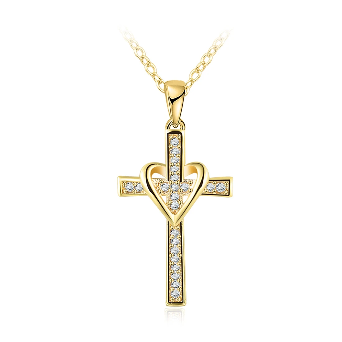 Buy Gold Cross Heart Pendant Necklace for Women Chain