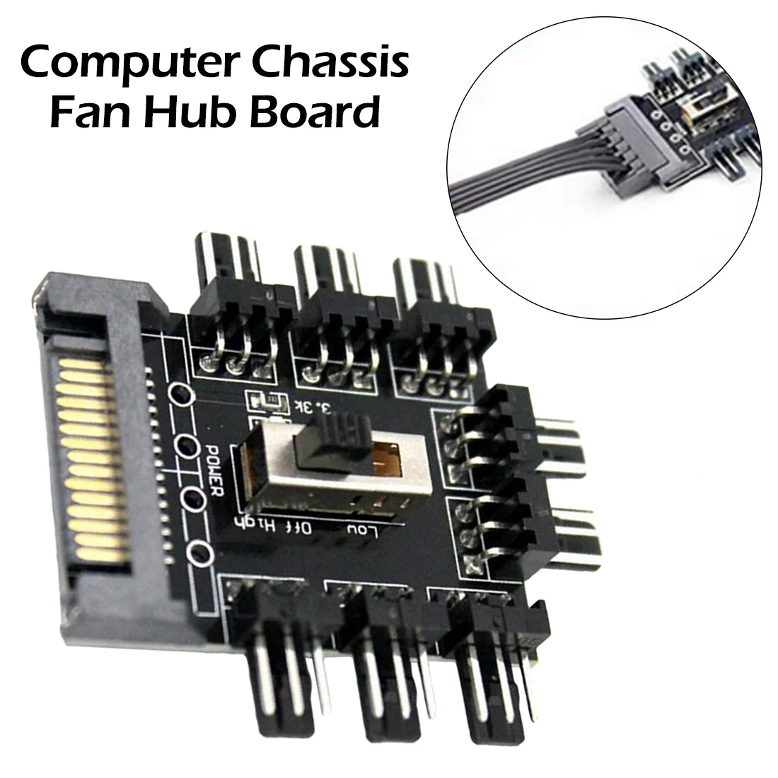 12V 1 to 8 3Pin Fan Hub Pwm Sata Molex Splitter PC Mining Cable Power Suppply Cooler Cooling Speed Controller Adapter 33x45mm