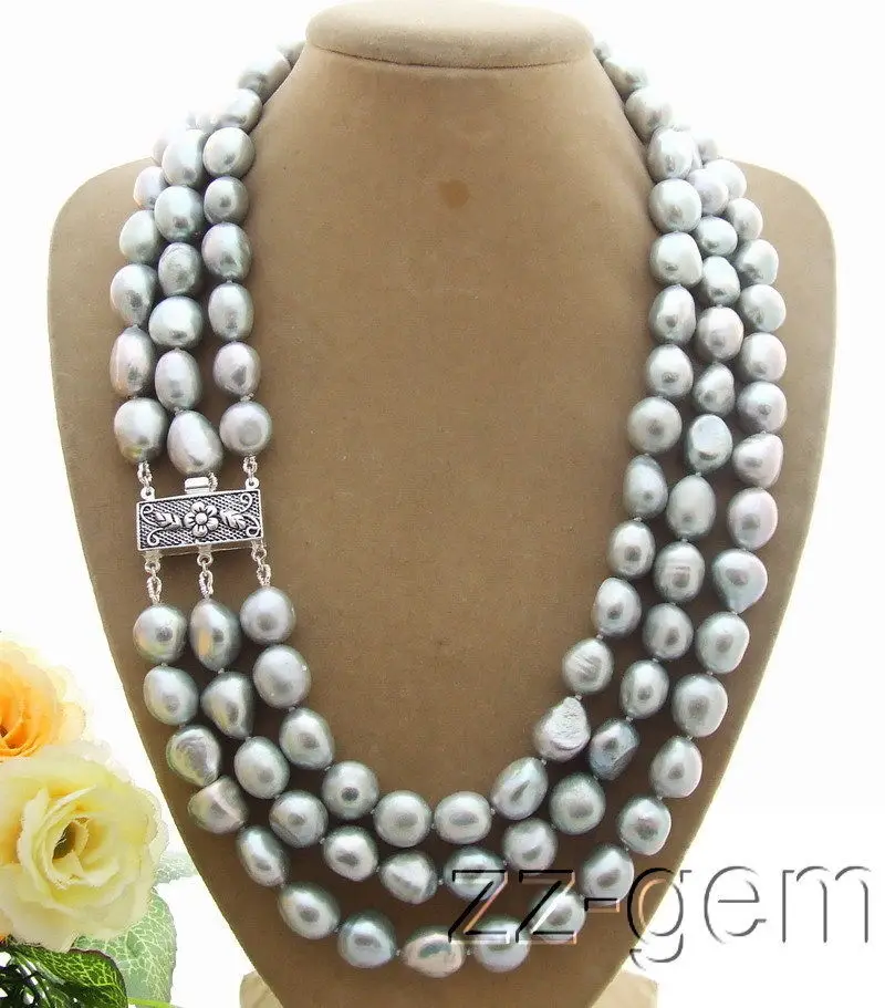 

beautiful 9-10MM Grey Baroque Pearl Necklace