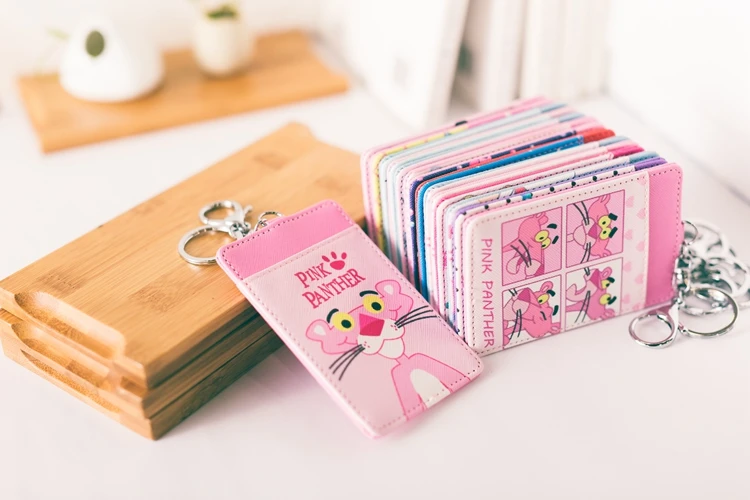 

IVYYE Fashion Pink Panther Duffy Anime Plush Card Holder PU Cartoon Credit ID Bags Coin Bus Card Wallet Girls Gifts New