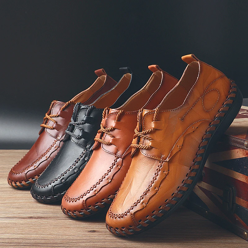 

Casual Shoes Handmade Stitching Men's Shoes Lace Shoes 2018 New Autumn And Winter Fashion Men's Shoes With Suit