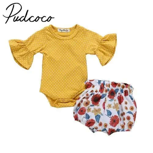 

Summer Newborn Kids Baby Girl Tracksuit Jumpsuit Romper Tops Floral Short Pants Outfit Clothes Set 0-18 Months