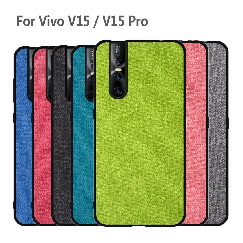 For VIVO V15 Pro Case V15 case Luxury Soft silicone edge Fabric Cloth protective Bumpe Back Cover Case for vivo V 15 v15pro case