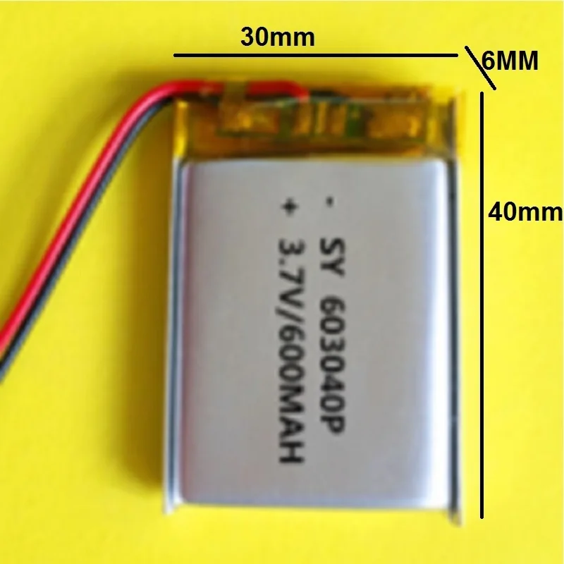 603040 батарея 3 7 в 600 мАч для камеры gps MP5 гарнитура MP3 MP4 динамик литий-полимерный с