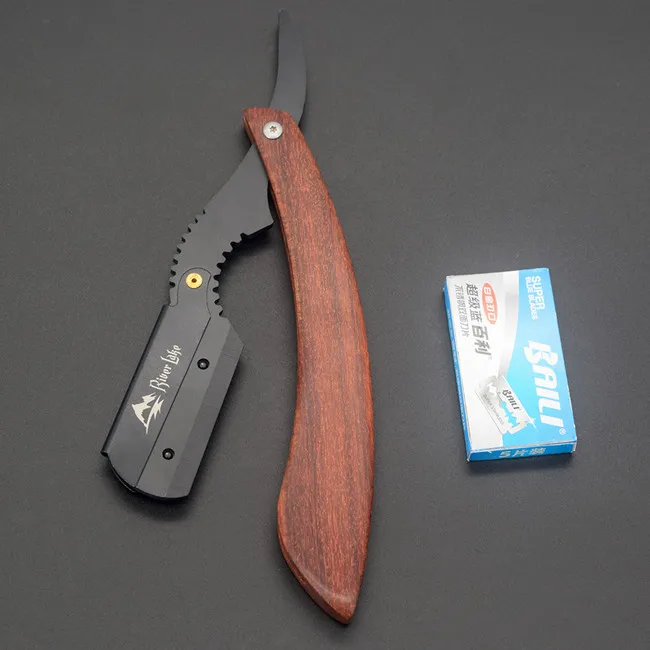 Стальные прямые бритвы для мужчин, бритвенные титановые бритвы с деревянной ручкой, Парикмахерская медная ручная бритва, Классический скребок - Цвет: jh-29