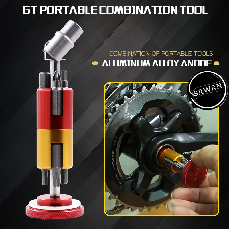 

SRWRN Bottom Brackets Chainwheel Bicycle Repair Tools 6 Function Portable combination installation tool Aluminum alloy anode