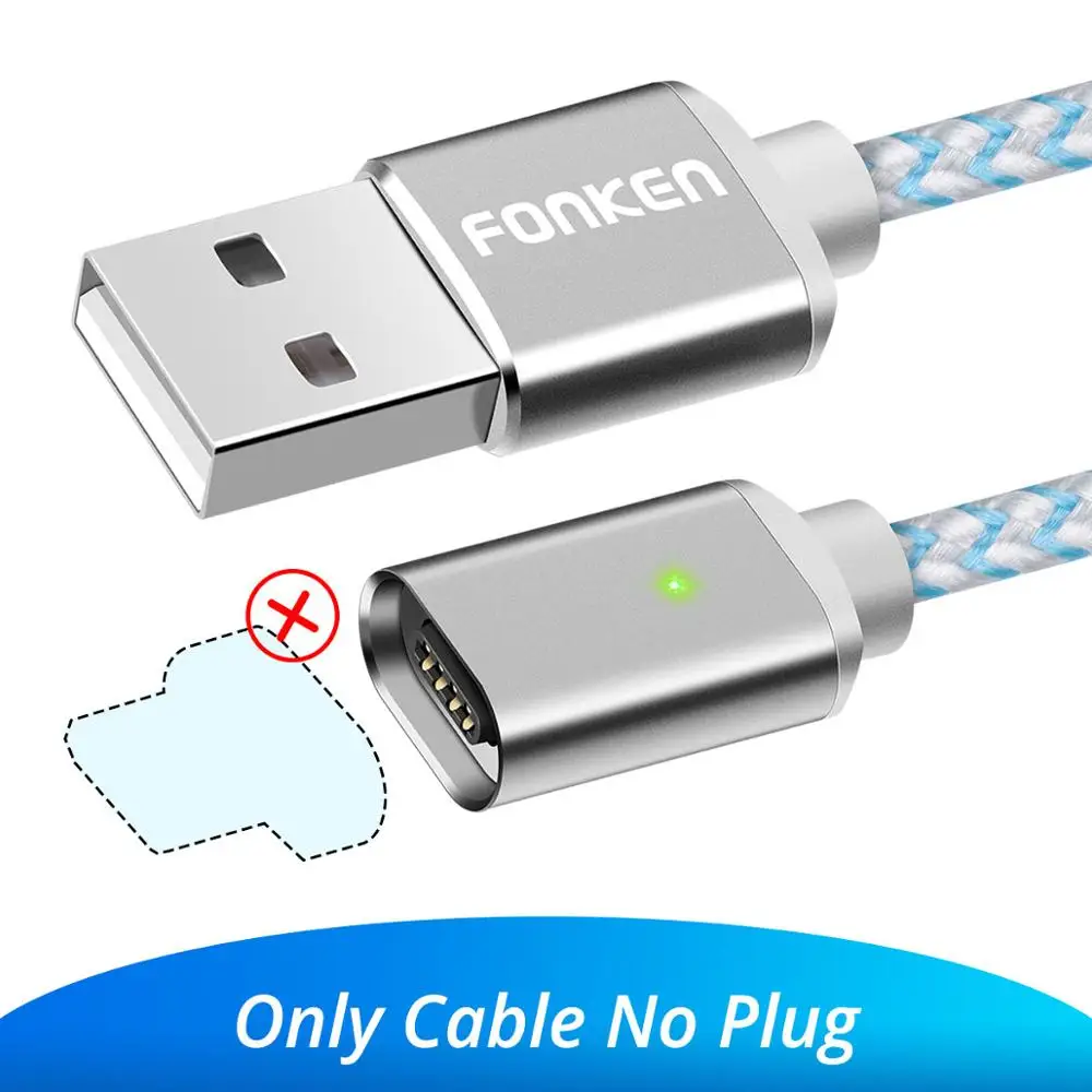 FONKEN Магнитный usb-кабель type-C 1 м 2 м 3 А магнитный кабель для телефона быстрое зарядное устройство USB type C зарядный шнур Мобильный провод для быстрого заряда - Цвет: White Cable NO Plug