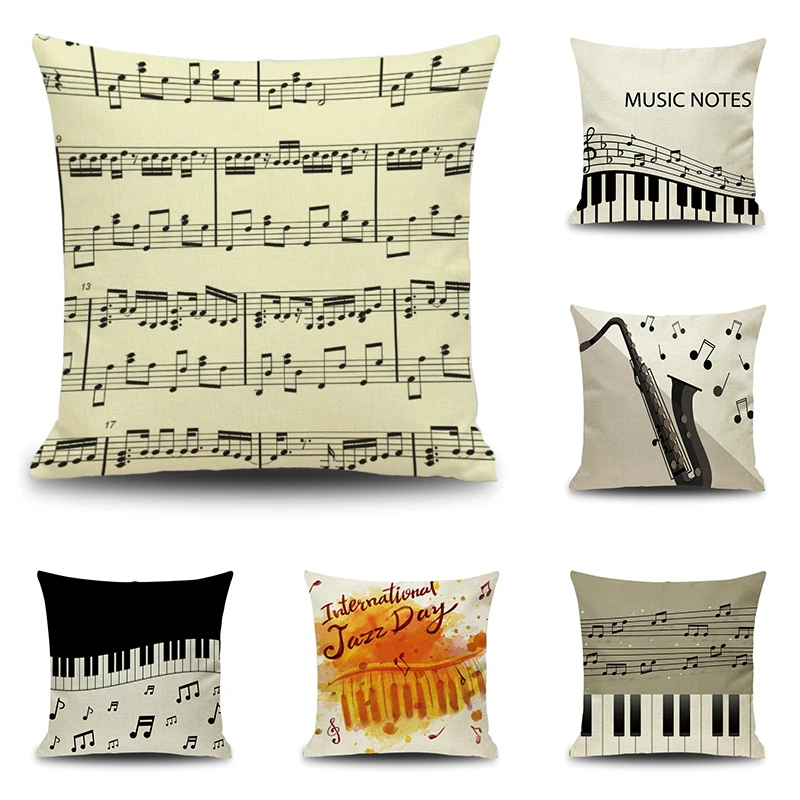 

New Interesting Music Piano Cotton Linen Throw pillowcase Pillow Case Home Decor 45cm*45cm for Sofa Car Seat Cushion Cover