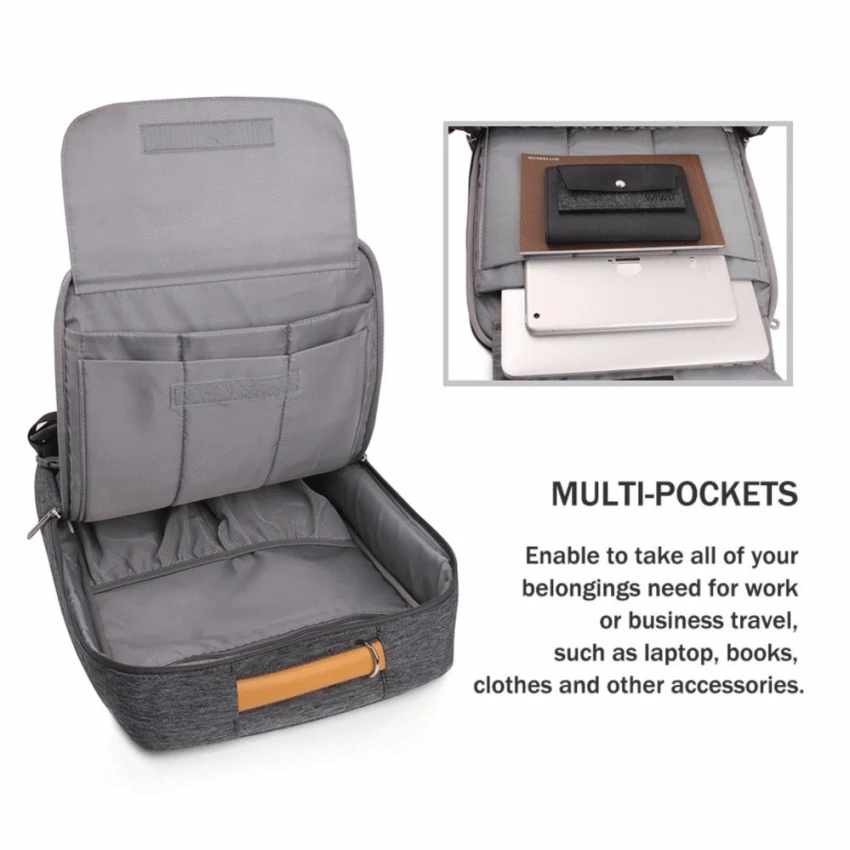 2019 WIWU mochila para portátil 17,3, 15,6, 15,4, 14 de lona impermeable Mochila De Cuero bolsa para Macbook Pro 15 mochila de hombres bolsa de ordenador portátil - 6