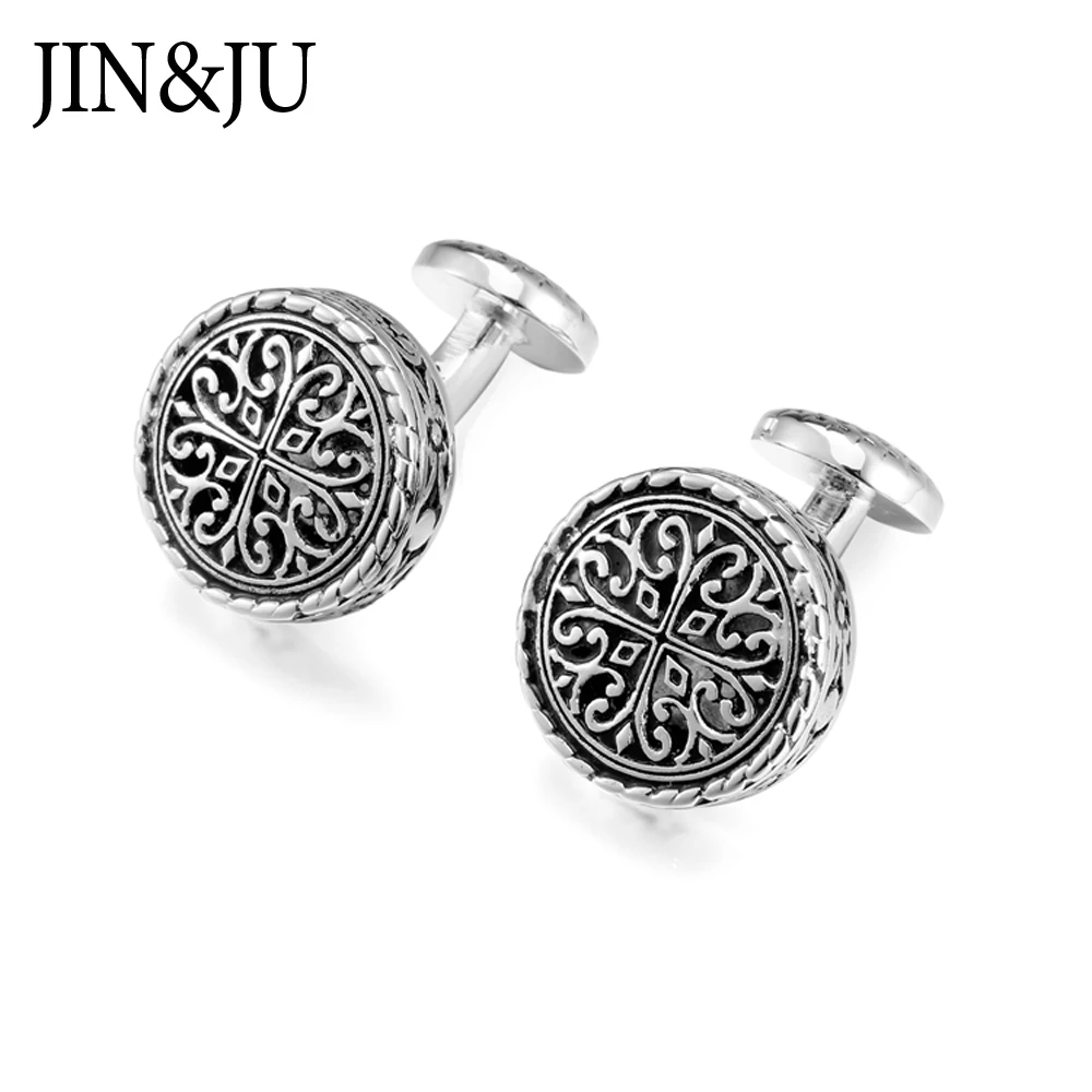 

Hot Round Vintage Cufflinks For Mens with Gift Box Lepton Baroque Whale Back Closure Cuff links for Wedding Business Drop Ship