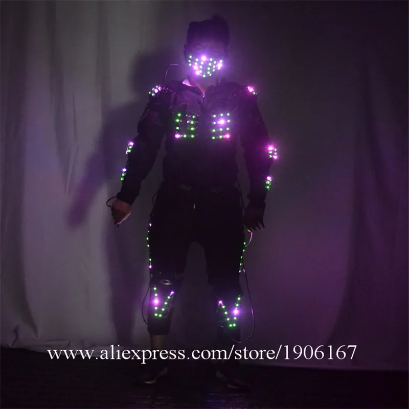 New arrived RGB color LED armor LED Suits Robot Costume LED Luminous Clothing For Night Clubs Party KTV03