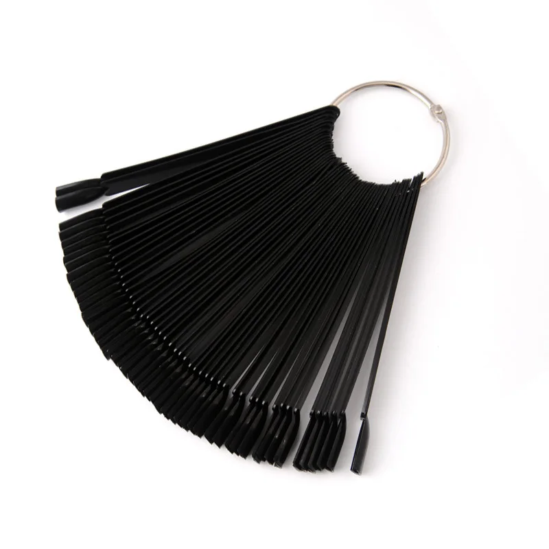 Black Color Nail Art False Tips Practice Display Chart Acrylic UV Fake