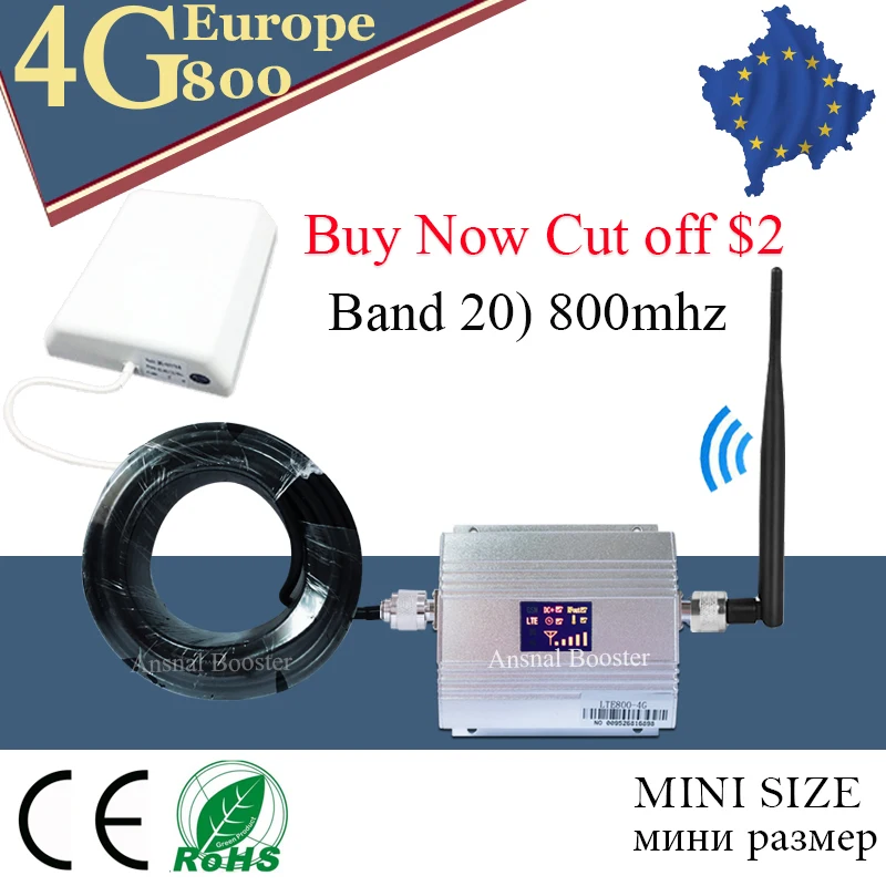 Для Европы 4G LTE 800 Band 20 ретранслятор сигнала мобильный телефон усилитель сотового