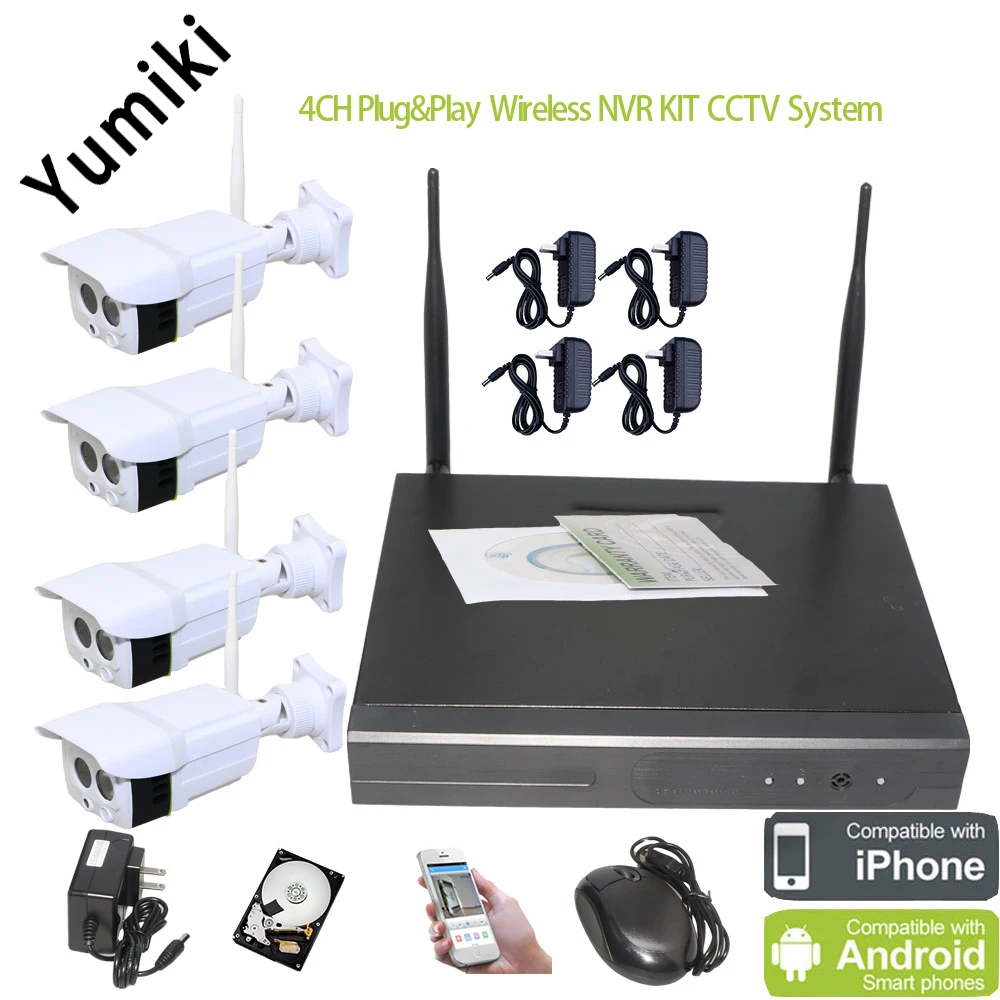  720P PnP Wireless Wifi P2P Surveillance Security System with Built in Microphone NVR Kit Support 4TB Video/Audio Record 