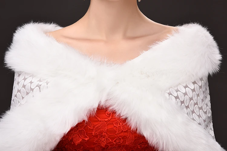 2018 Новые Элегантные Зимние Свадебные обертывания искусственного меха Свадебный полые плащи Болеро зимнее запашное пальто пиджак Люкс EE7712