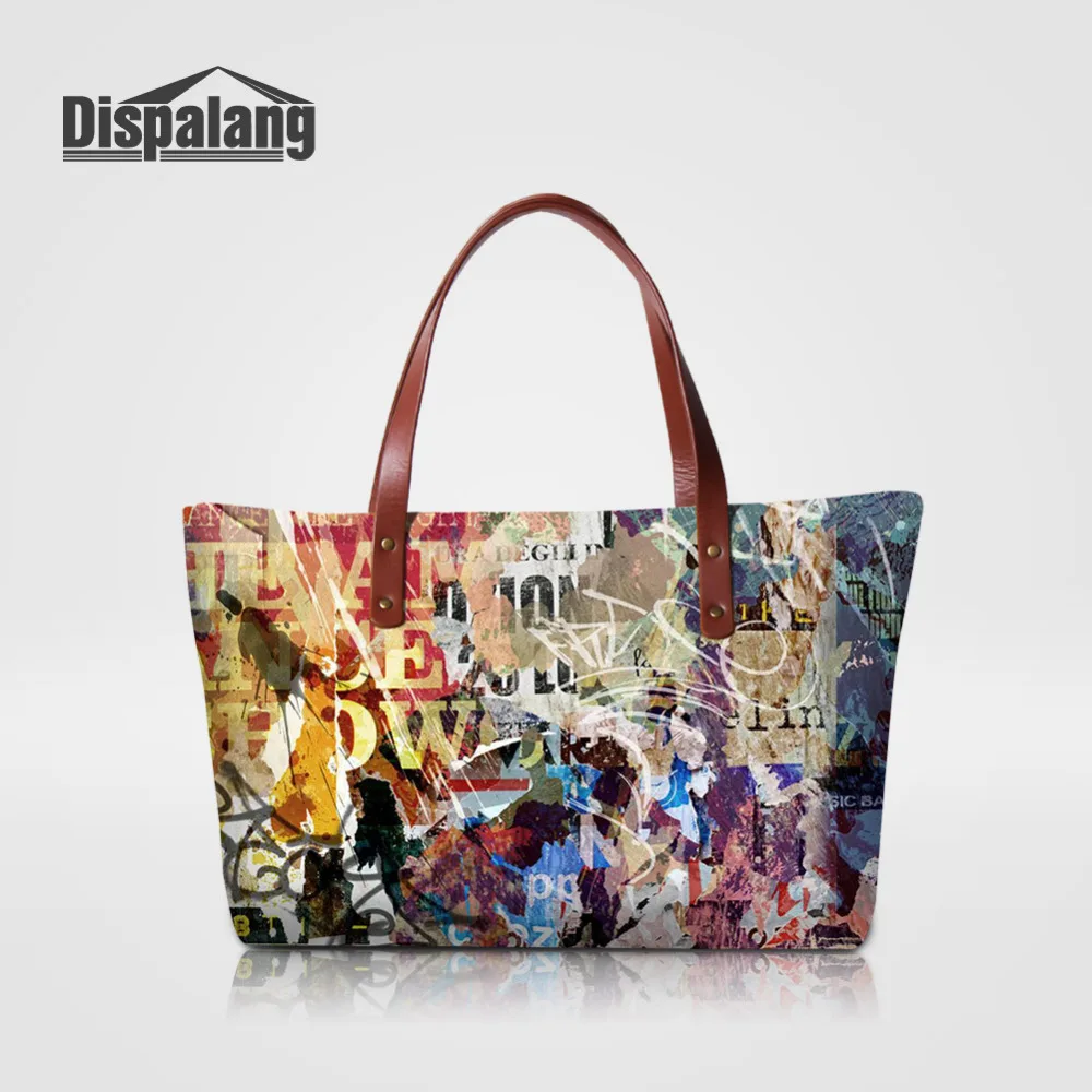 

Dispalang Brand Women's Handbags Poster Pattern Shoulder Bag Luxury Female Tote Hand Bag Large Capacity Zipper Messenger Bags