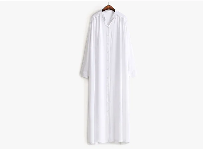 White Shirt Vestidos Floor Long Oversize Women Chic Sun-proof Shirt Dress Korean Dresses Big Size Back Slit LT185S50