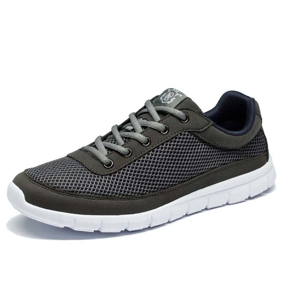 Мужская обувь для бега, кроссовки размера плюс 49 50, дышащая спортивная обувь с сеткой, Удобная супер легкая мужская прогулочная обувь - Цвет: Темно-серый