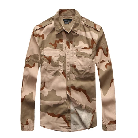 Горные мужские осенние военные тактические рубашки, повседневные камуфляжные хлопковые рубашки, высококачественные армейские рубашки, брендовая одежда LA658 - Цвет: White Camo