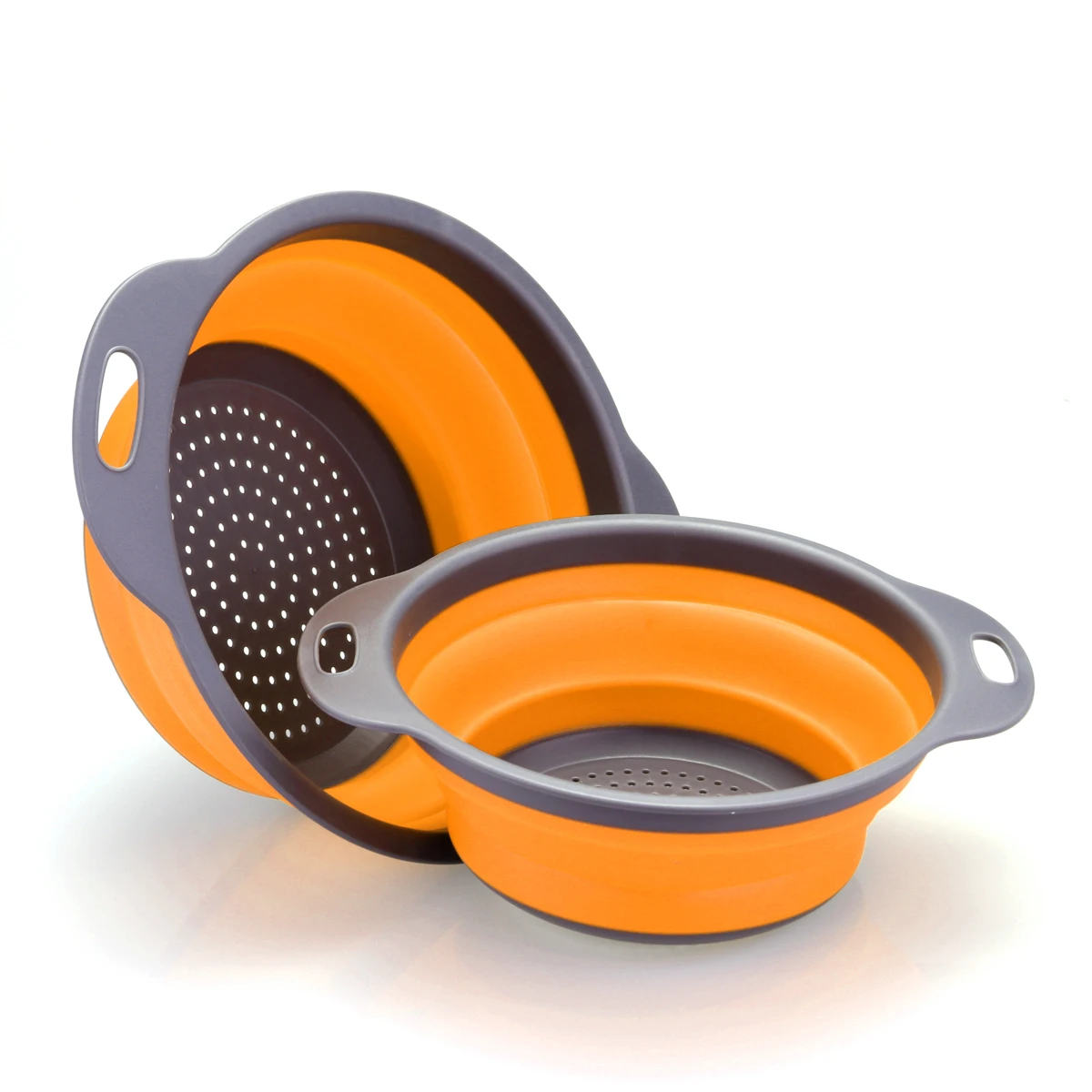

L size Foldable Silicone Colander Fruit Vegetable Washing Basket Strainer Collapsible Drainer With Handle Kitchen Tool