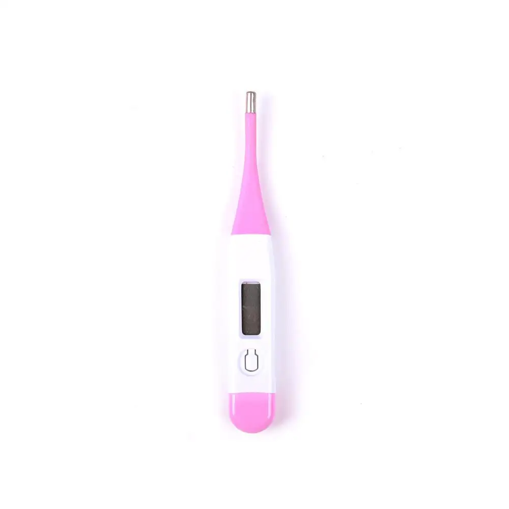 Электронный Цифровой температурный лоб с ушками для младенцев и малышей, оральный анальный Подмышечный ЖК-дисплей с мягкой головкой 13,5 см - Цвет: Розовый
