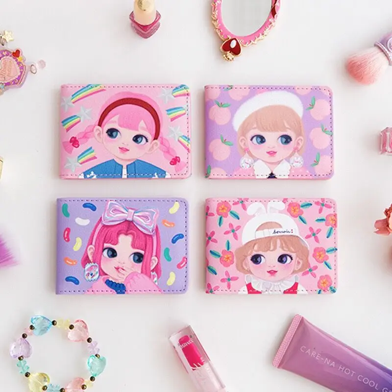 

Bowknot Candy Peach Rainbow Pink Printed Pattern Girls Driver Card Bags License Holder bag Korea Cute Card Case Bags Bentoy New