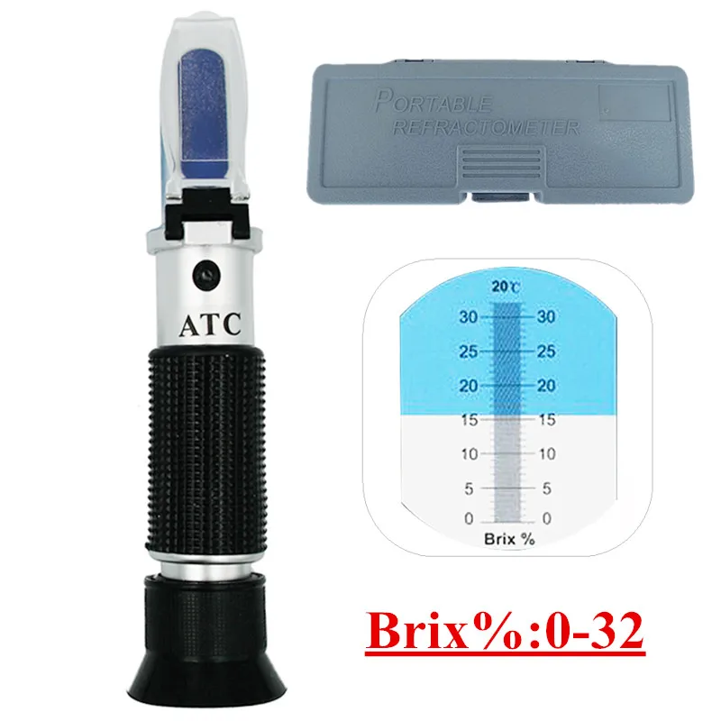 Розничная коробка рефрактометр по шкале Брикса тестер с ATC+ Калибровка масла Сахар: 0-32% инструменты для фруктов, овощей, сока скидка 49