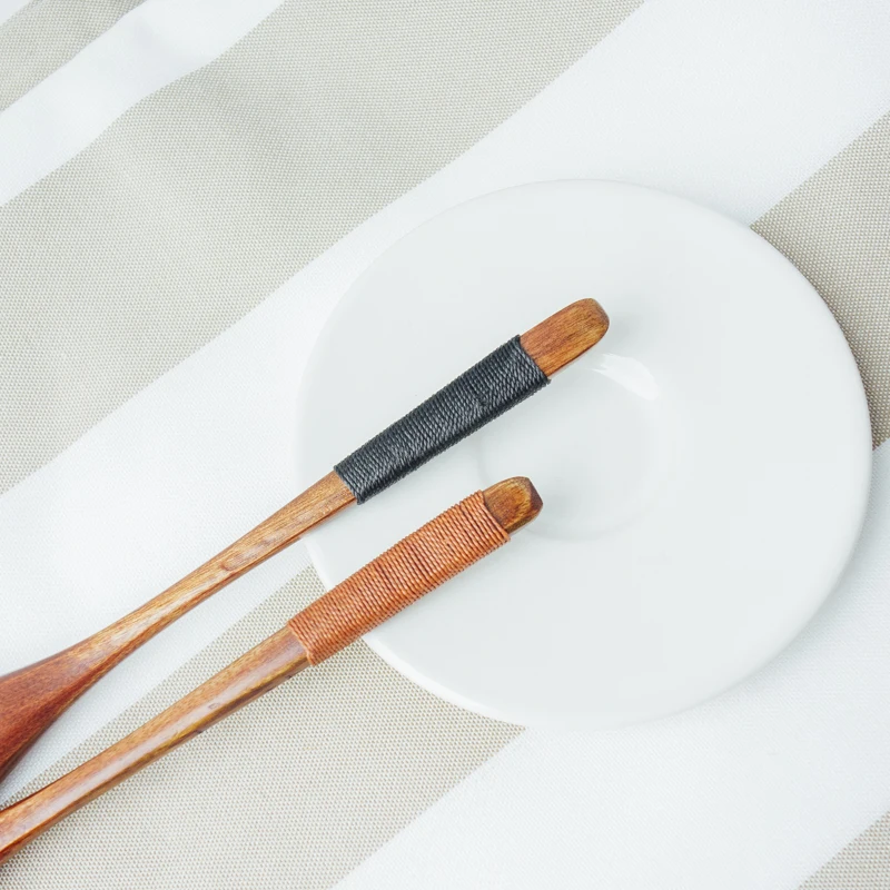 6PcsSet Long Handled Wooden Spoons Honey Coffee Tea Spoon Set Wood Cutlery Kitchen Tableware Spoon For Soup Dessert Ice Cream
