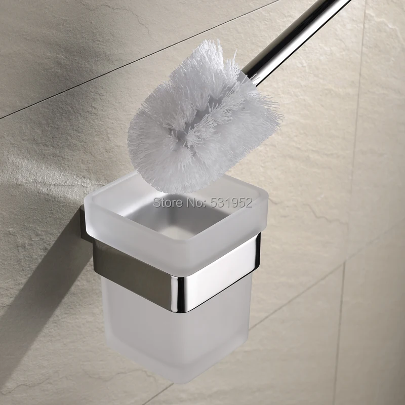 Günstig Platz Bad Wc bürste Mit Halter Glas Tasse Wand Montieren Zeitgenössische Stil Wc Pinsel Poliert Bad Zubehör