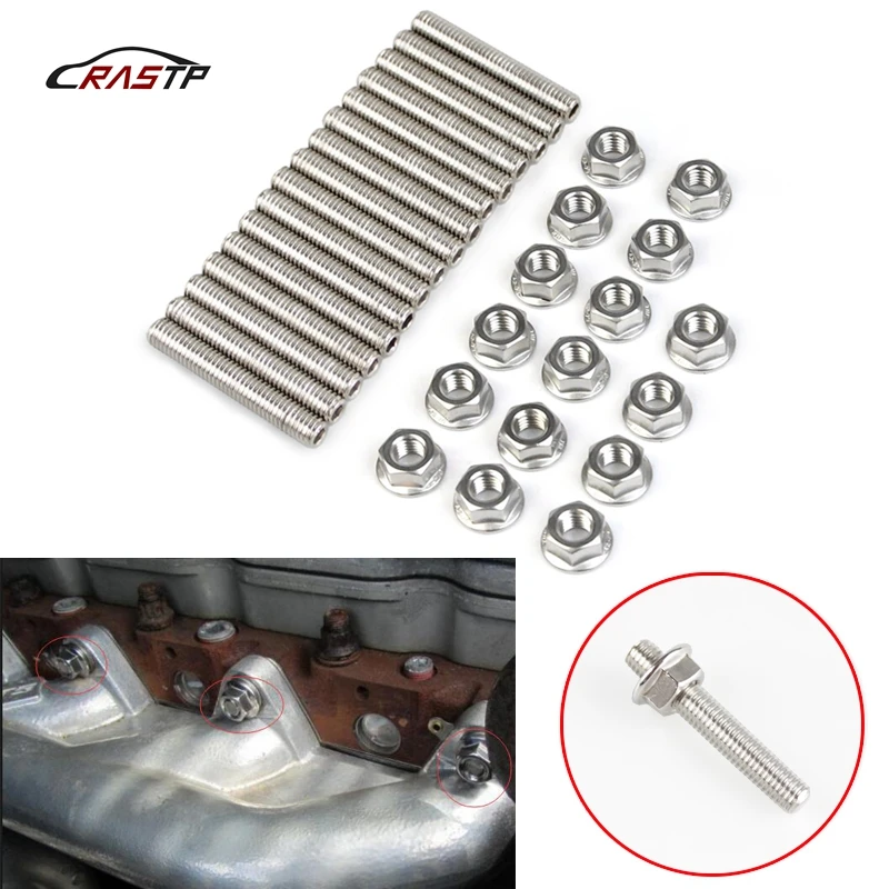 RASTP 16 шт. нержавеющей выхлопной коллектор Stud kit гайки для 2 манифолей Ford 4 6 & 5 V8