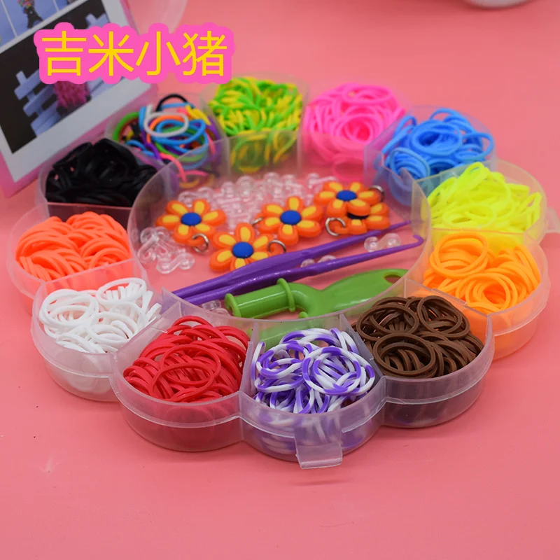 600 шт. 12 цветов оплетенный браслет игрушки для детей резиновые комплекты лент ремесло игрушка 1 крюк красочный самодельный жгут браслеты