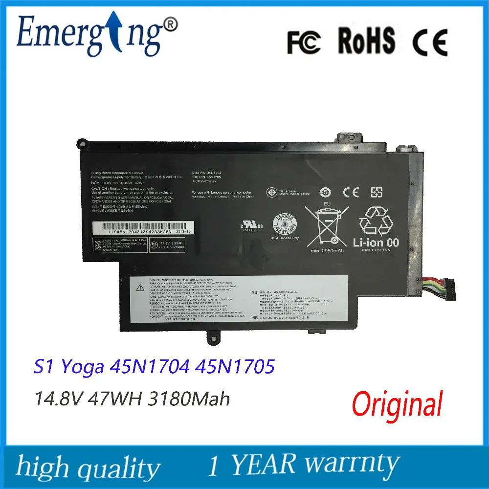 Новый оригинальный аккумулятор для ноутбука Lenovo Thinkpad 14 8 YOGA S1 45N1704 45N1707 45N1705 12 5 в 47